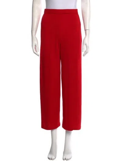 Pre-owned St John Wool Wide Leg Pants In Red