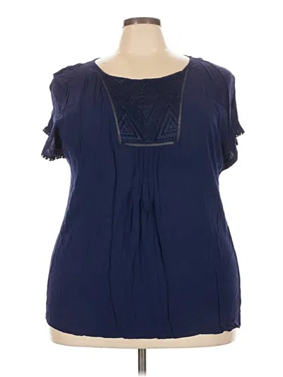 Pre-owned St. John's Bay Short Sleeve Blouse In Blue