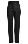 St John Metallic Twill Pintuck Ankle Pants In Black/ Black