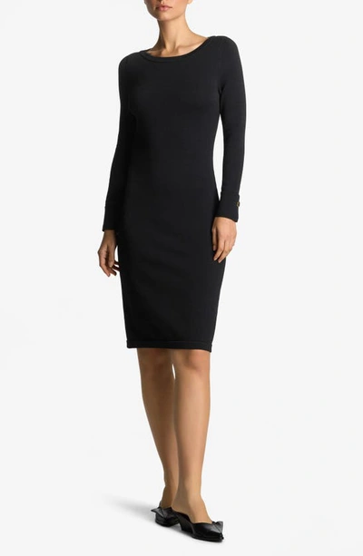 St John Santiago Knit Long Sleeve Sweater Dress In Black