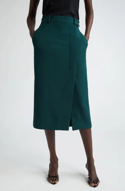 St John Stretch Cady Midi Skirt In Spruce