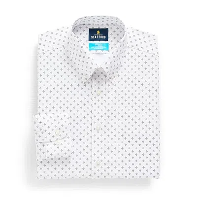Stafford Coolmax All Season Ecomade Oxford Mens Slim Fit Stretch Fabric Wrinkle Free Long Sleeve Dress Shirt In White