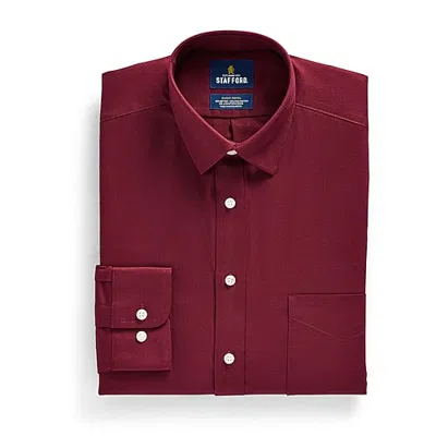 Stafford Sweat Repel Advanced Performance Mens Regular Fit Stretch Fabric Wrinkle Free Long Sleeve Dress Shir In Red