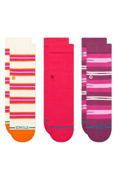 Stance Kids' Trailbound Assorted 3-pack Crew Socks In Pink