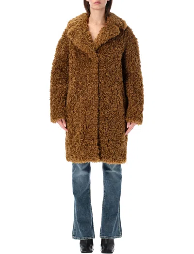 Stand Studio Camille Faux Fur Coat In Brown