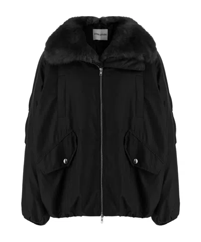 Stand Studio Faux Fur Collar Coat In Black