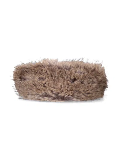 Stand Studio Faux Fur Headband In Beige