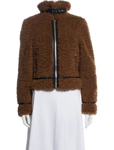 Pre-owned Stand Studio Faux Fur Jacket In Brown