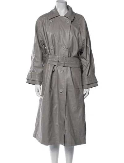 Pre-owned Stand Studio Lamb Fur Trench Coat In Grey