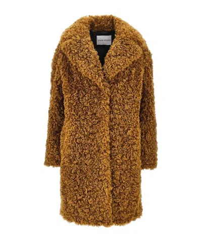 Stand Studio Lapel Long-sleeved Coat In Brown