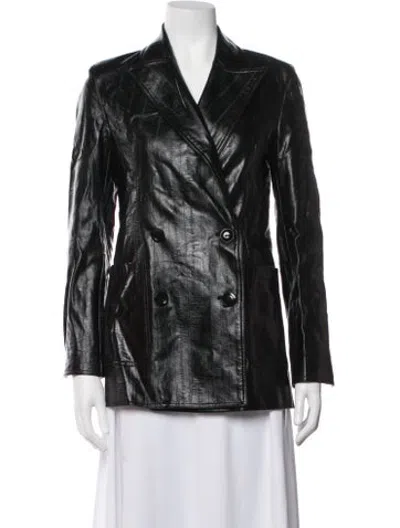 Pre-owned Stand Studio Leather Blazer In Black