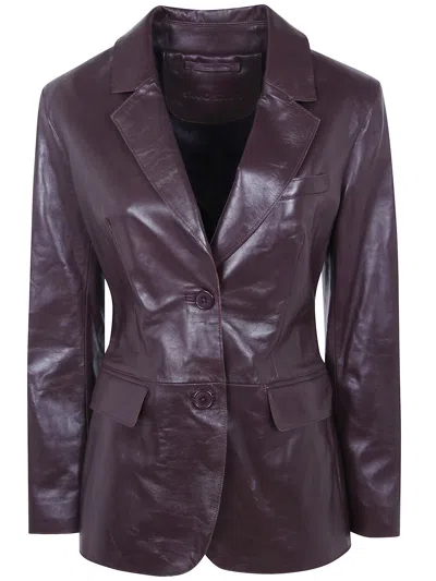 Stand Studio "mina" Leather Smooth Shine Blazer In Purple
