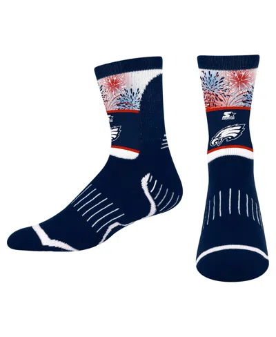 Starter Kids' Big Boys' And Girls' Navy Philadelphia Eagles Americana Firework Crew Socks In Blue