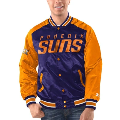 Starter Purple/orange Phoenix Suns Renegade Satin Full-snap Varsity Jacket