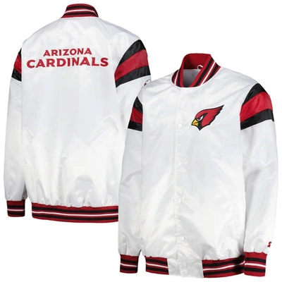 Starter White Arizona Cardinals Satin Full-snap Varsity Jacket