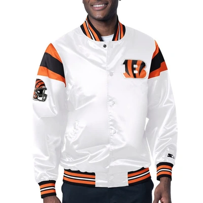 Starter White Cincinnati Bengals Satin Full-snap Varsity Jacket