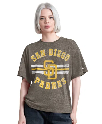 Starter Women's Brown San Diego Padres Jump Shot Boyfriend Tri-blend T-shirt In Gray