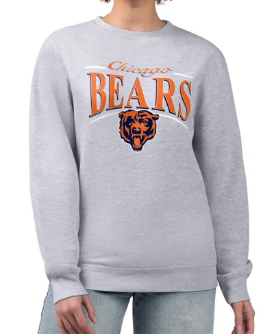 Starter Women's Gray Chicago Bears Arch Stripe Fleece Pullover Sweatshirt