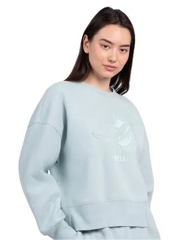 Starter Women's Mint Miami Dolphins Travel Pastels Boxy Fleece Sweatshirt In Blue