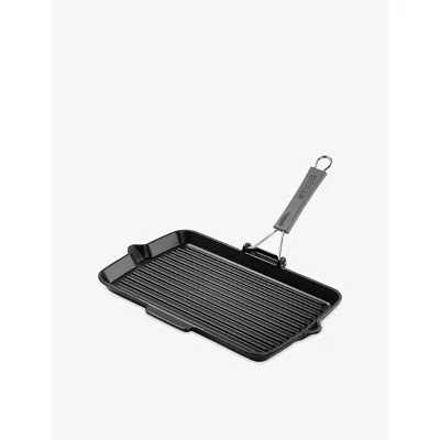 Staub Black Rectangular Cast-iron Grill Pan With Pouring Spout 34cm