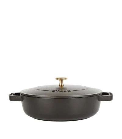 Staub Black Round Chistera Braiser Sauté Pan In Gray