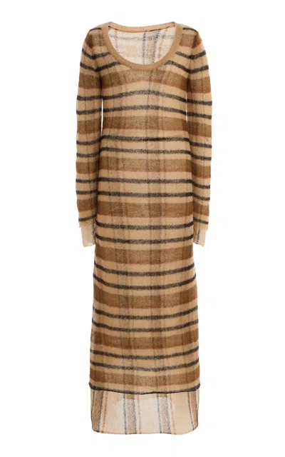 Staud Anora Plaid Knit Maxi Dress In Multi