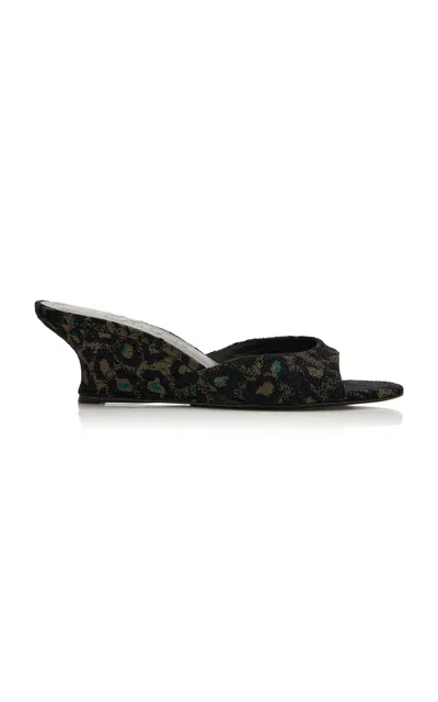 Staud Brigitte Jacquard Wedge Sandals In Animal