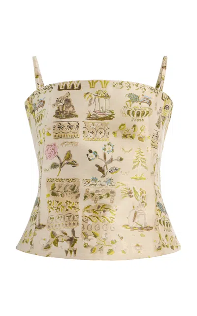Staud Claudia Jacquard Top In Brown