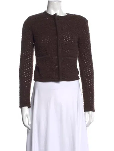 Pre-owned Staud Crew Neck Sweater In Brown/metallic