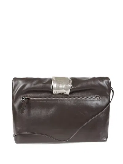 Staud Cuff Sculptural-plaque Leather Cross Body Bag In Brown