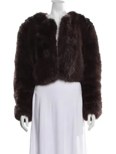 Pre-owned Staud Faux Fur Jacket In Brown