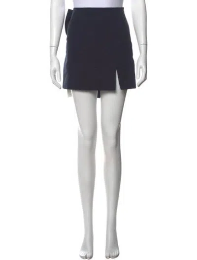 Pre-owned Staud Grosgrain Trim Mini Skirt In Blue