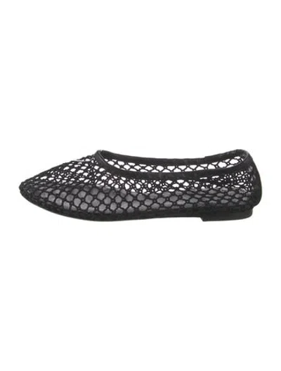 Pre-owned Staud Lace Pattern Ballet Flats In Black