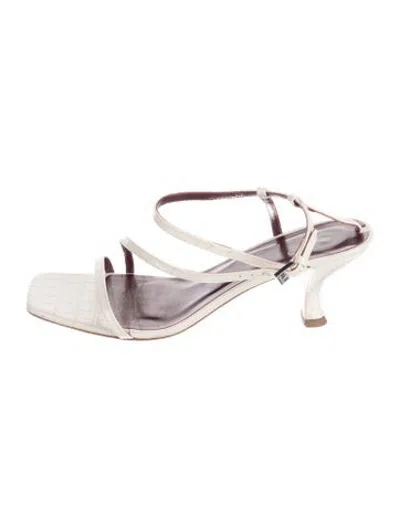 Pre-owned Staud Leather Animal Print Sandals In Neutrals