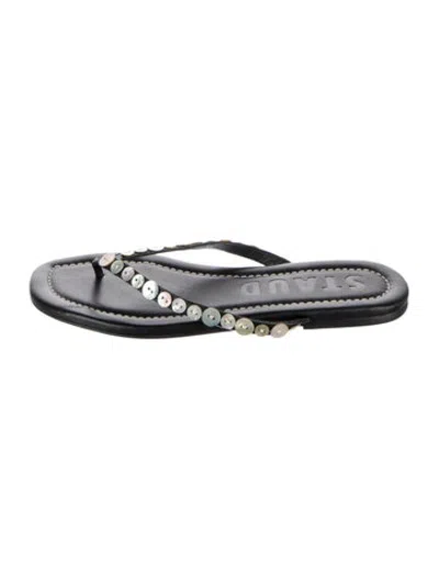 Pre-owned Staud Leather Flats In Grey