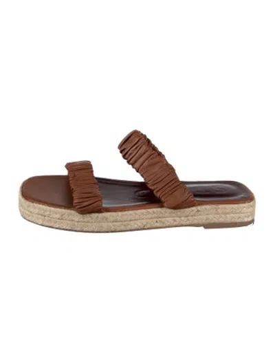 Pre-owned Staud Leather Slides In Brown