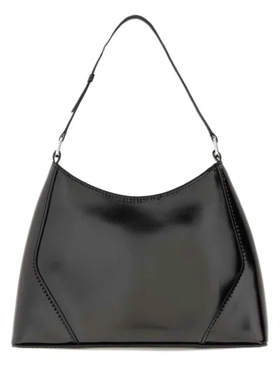 Staud Linda Mini Shoulder Handbag In Cow Leather In Black