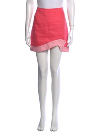 Pre-owned Staud Linen Mini Skirt In Pink