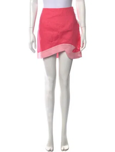 Pre-owned Staud Linen Mini Skirt W/ Tags In Pink