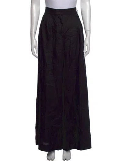 Pre-owned Staud Linen Wide Leg Pants In Black
