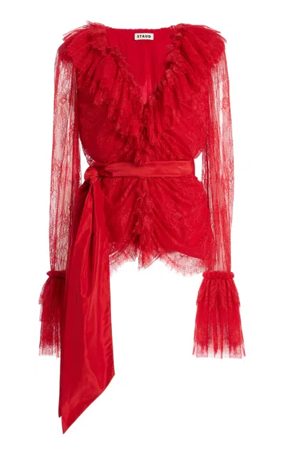 Staud Lolita Tulle Top In Red