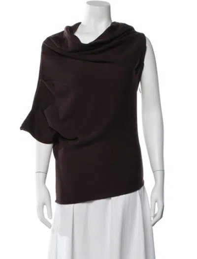 Pre-owned Staud Merino Wool Cowl Neck Sweater In Brown