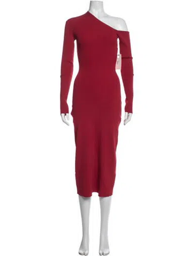 Pre-owned Staud Merino Wool Midi Length Dress W/ Tags In Red