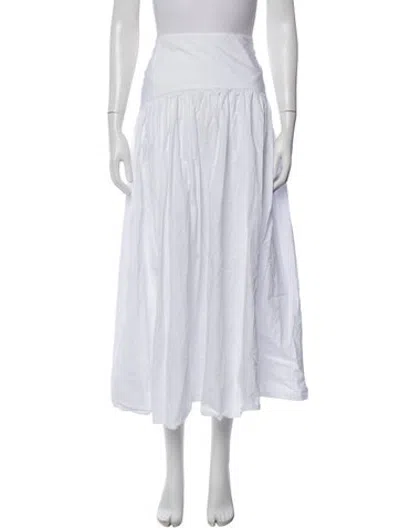 Pre-owned Staud Midi Length Skirt In White