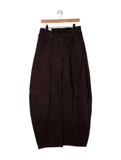 Pre-owned Staud Mid-rise Wide Leg Jeans In Brown