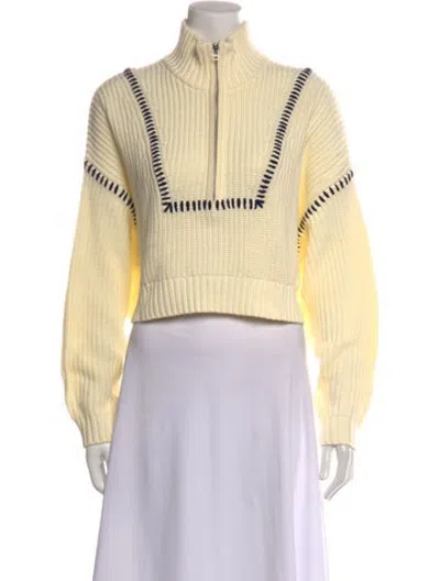 Pre-owned Staud Mock Neck Sweater In Neutrals/yellow