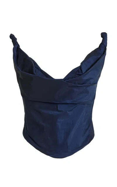 Staud Olivia Taffeta Corset Top In Animal Print