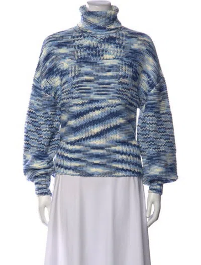 Pre-owned Staud Patterned Turtleneck Sweater In Blue
