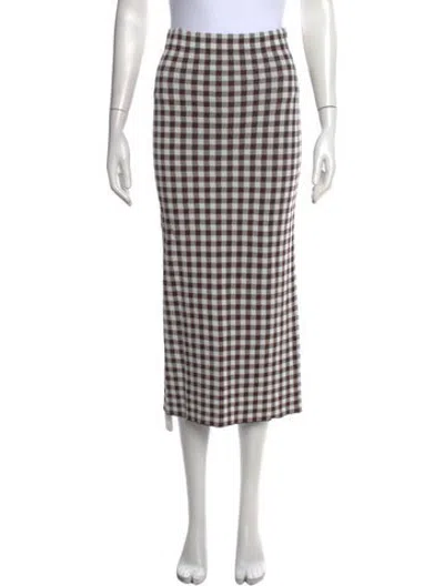 Pre-owned Staud Plaid Print Midi Length Skirt In Blue