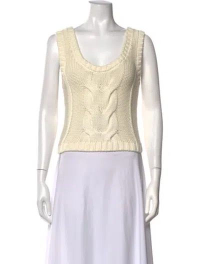 Pre-owned Staud Scoop Neck Sweater In White